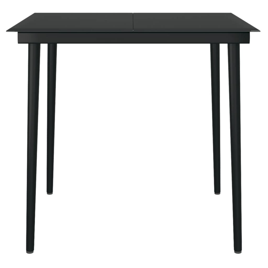 vidaXL Garden Dining Table Black 80x80x74 cm Steel and Glass