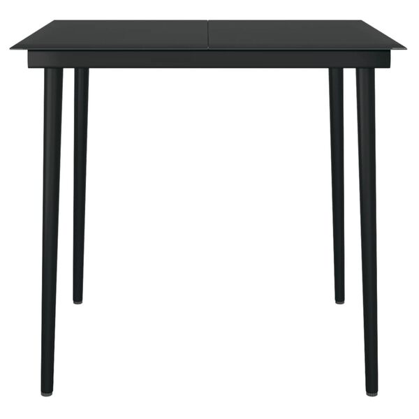 vidaXL Garden Dining Table Black 80x80x74 cm Steel and Glass