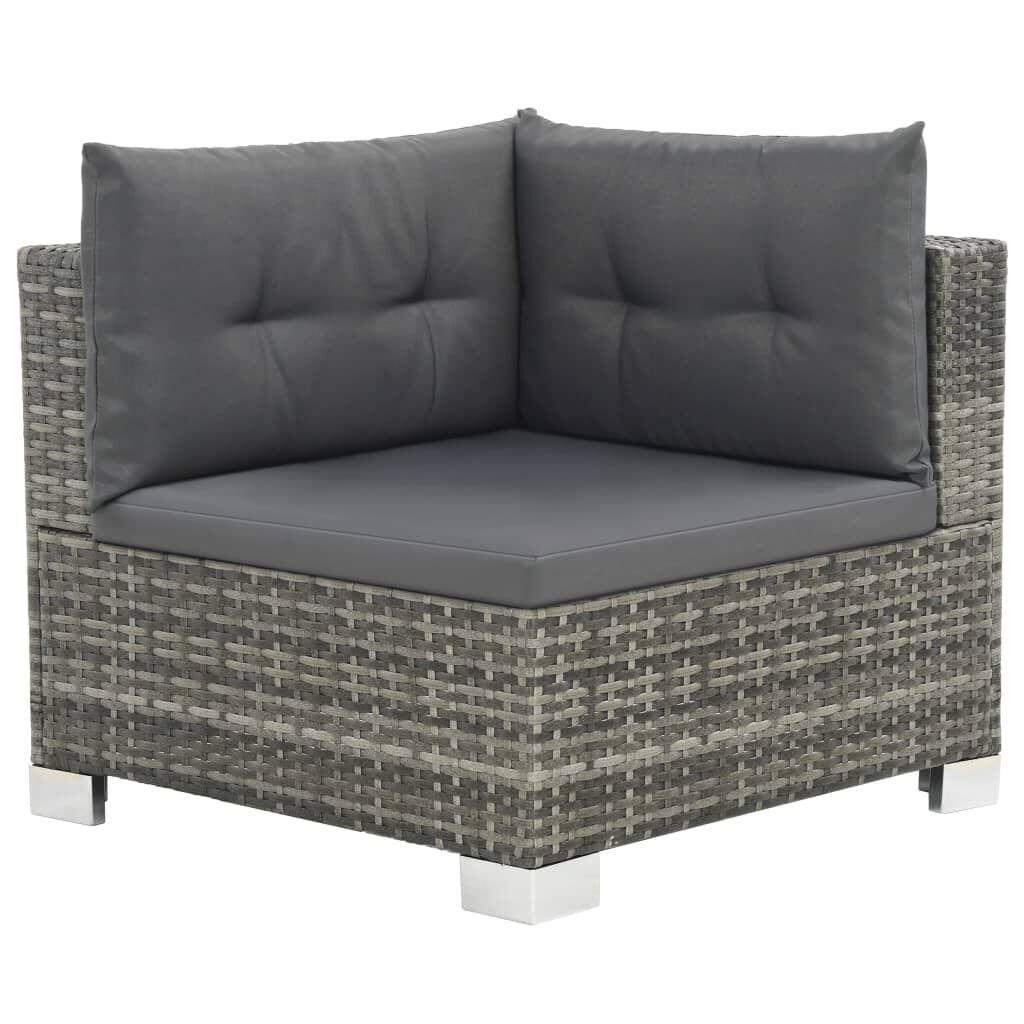 vidaXL 10 Piece Garden Lounge Set with Cushions Poly Rattan Grey