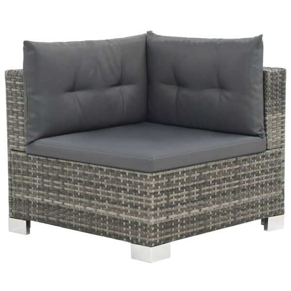 vidaXL 10 Piece Garden Lounge Set with Cushions Poly Rattan Grey