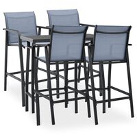 vidaXL 5 Piece Garden Bar Set Black and Grey