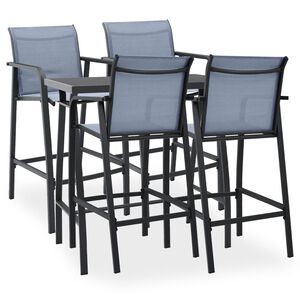 vidaXL 5 Piece Garden Bar Set Black and Grey