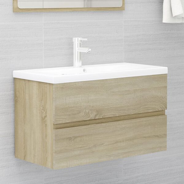 vidaXL Bathroom Furniture Set Sonoma Oak Engineered Wood