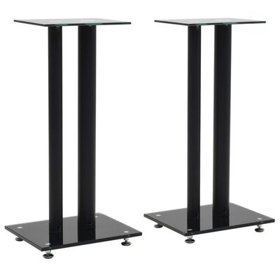 vidaXL Speaker Stands 2 pcs Tempered Glass 2 Pillars Design Black, black vidaXL Speaker Stands 2 pcs Tempered Glass 2 Pillars Design Black