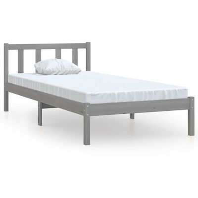 vidaXL Bed Frame without Mattress Grey Solid Wood 90x200 cm, grey vidaXL Bed Frame without Mattress Grey Solid Wood 90x200 cm