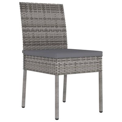 vidaXL 3 Piece Garden Dining Set Poly Rattan Grey, grey vidaXL 3 Piece Garden Dining Set Poly Rattan Grey