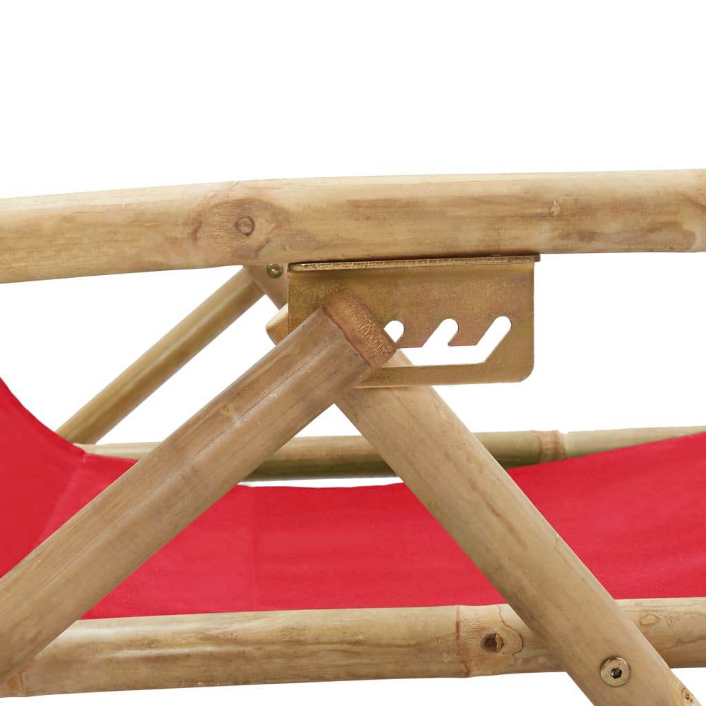 vidaXL Reclining Relaxing Chair Red Bamboo and Fabric