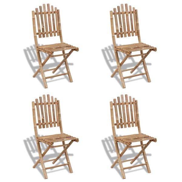 vidaXL 5 Piece Folding Outdoor Dining Set Bamboo