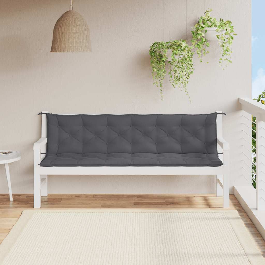 vidaXL Garden Bench Cushion Anthracite 200x(50+50)x7cm Oxford Fabric