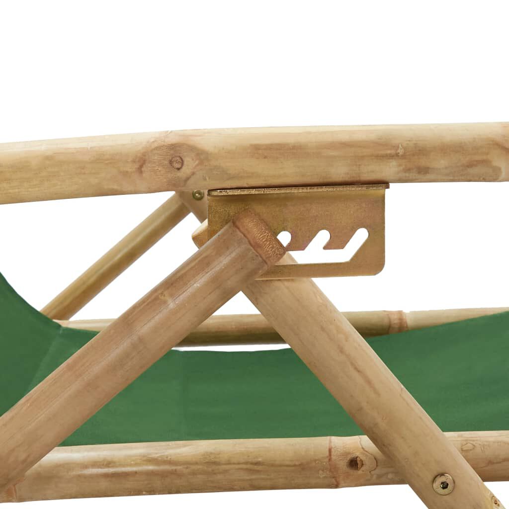 vidaXL Reclining Relaxing Chair Green Bamboo and Fabric