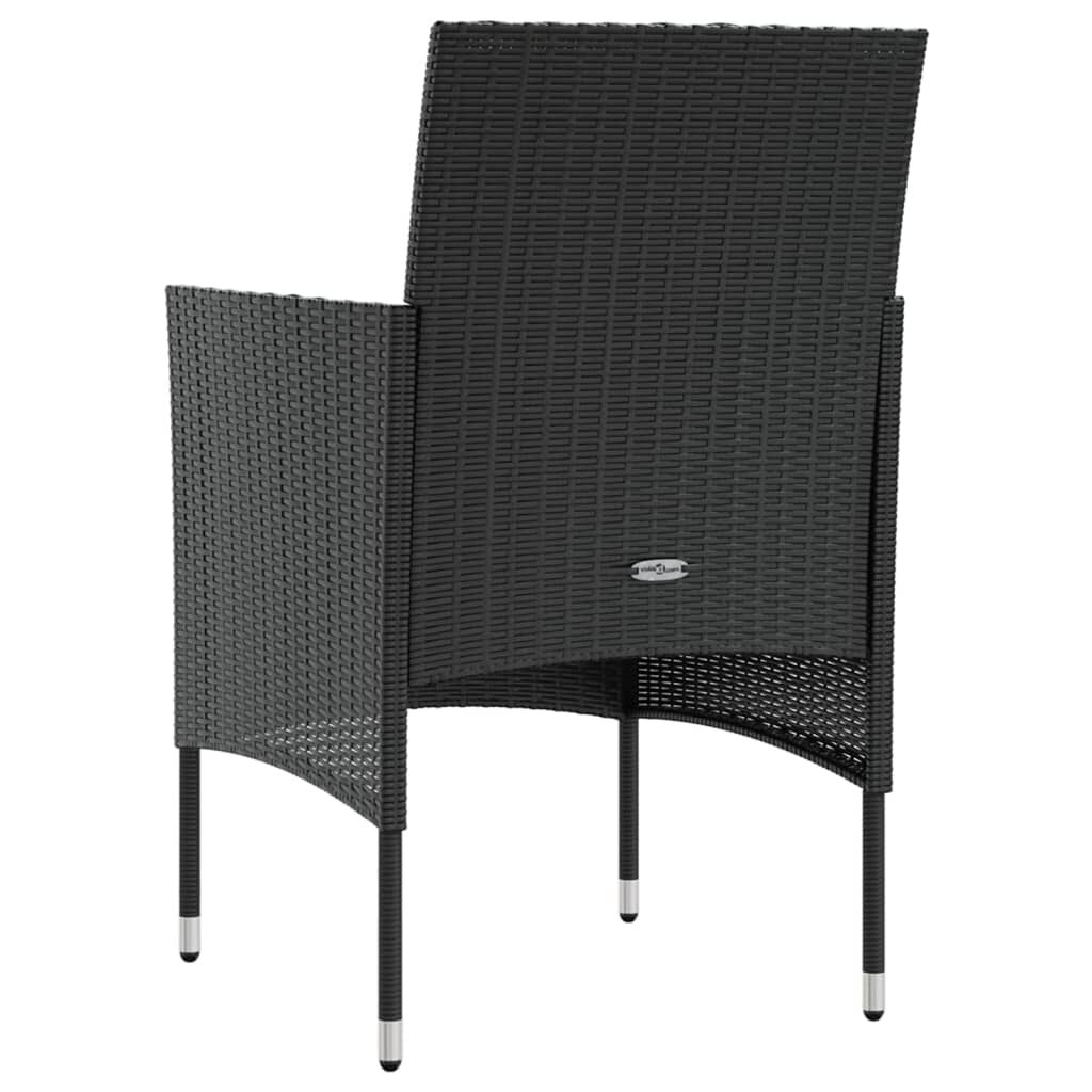 vidaXL 16 Piece Garden Lounge Set with Cushions Poly Rattan Black