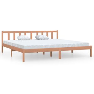 vidaXL Bed Frame without Mattress Honey Brown Solid Wood Super King Size