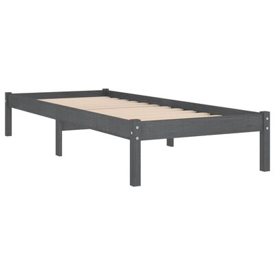 vidaXL Bed Frame without Mattress Grey Solid Wood 90x200 cm