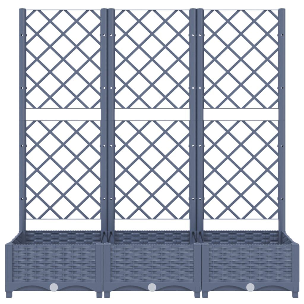 vidaXL Garden Planter with Trellis Blue Grey 120x40x121.5 cm PP