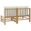 vidaXL 2 Piece Garden Lounge Set with Cream White Cushions Bamboo