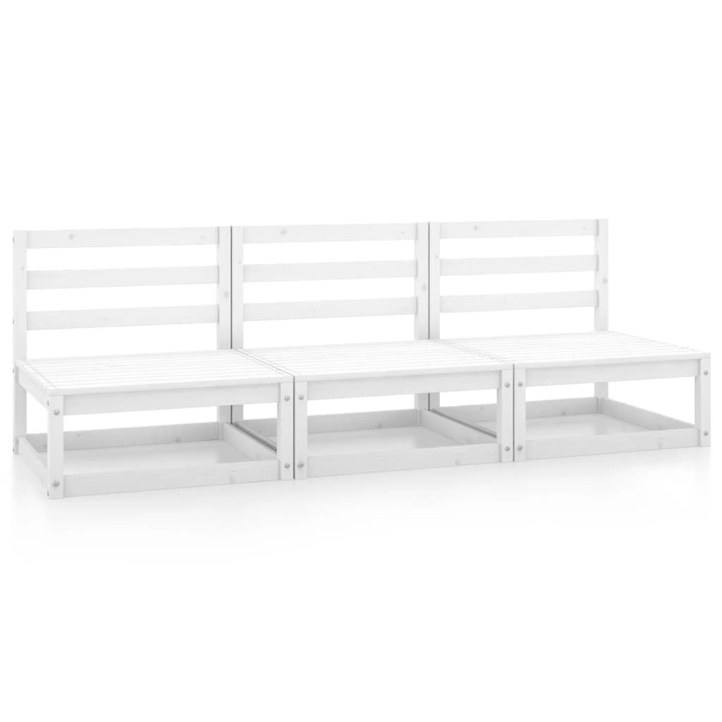 vidaXL Garden Middle Sofas 3 pcs White Solid Wood Pine