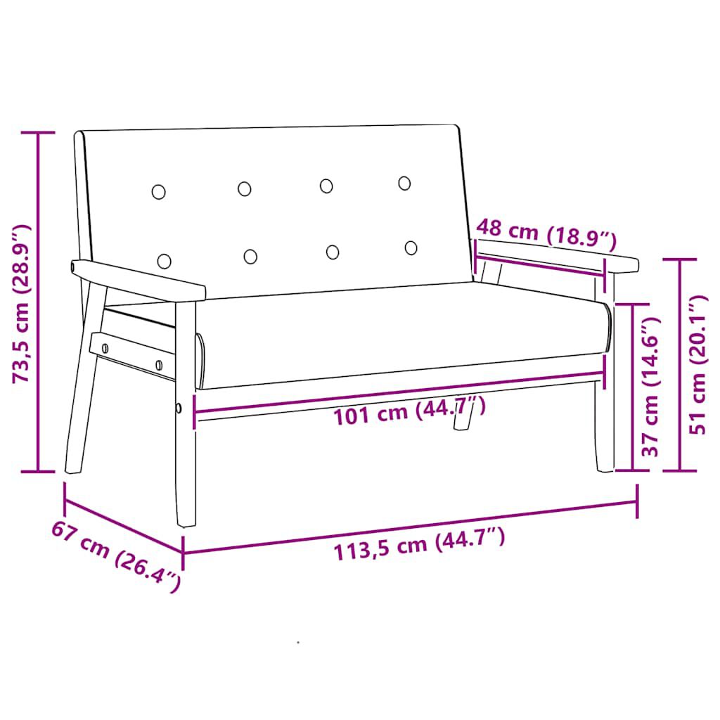 vidaXL 2-Seater Sofa Black Faux Leather