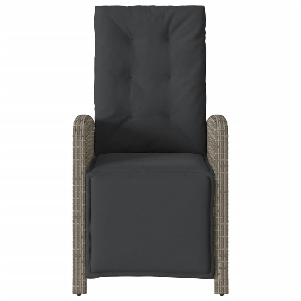 vidaXL Reclining Garden Chairs 2 pcs with Footrest Grey Poly Rattan