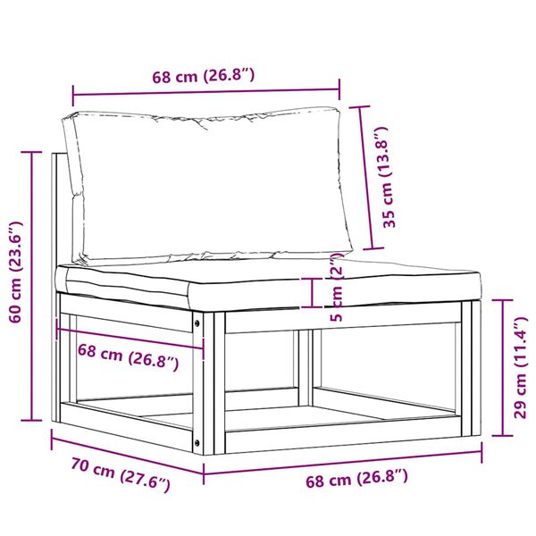 vidaXL 2 Piece Sofa Set with Cream White Cushions Solid Acacia Wood