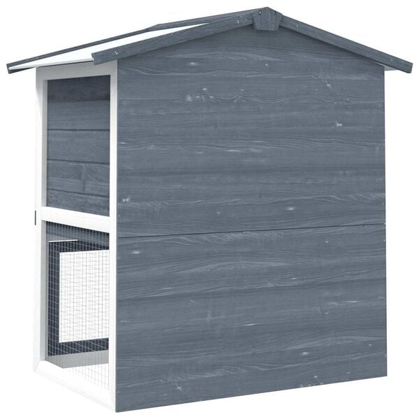 vidaXL Outdoor Rabbit Hutch 3 Doors Grey Wood