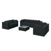 vidaXL 8 Piece Garden Lounge Set with Cushions Poly Rattan Black