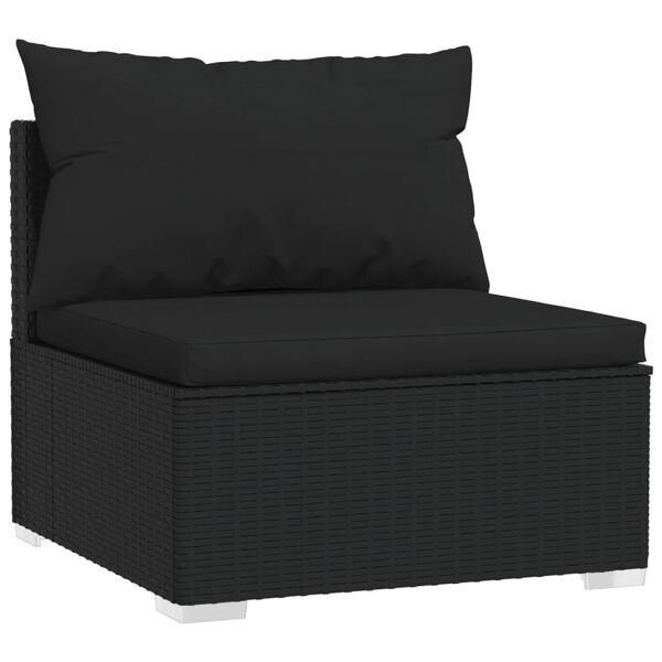 vidaXL 4 Piece Garden Lounge Set with Cushions Poly Rattan Black