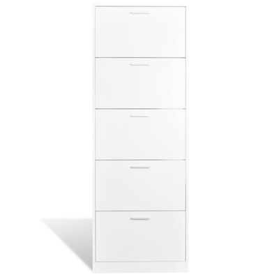 vidaXL White Wooden Shoe Cabinet with 5 Compartments, white vidaXL White Wooden Shoe Cabinet with 5 Compartments