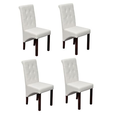 vidaXL Dining Chairs 4 pcs White Faux Leather, white vidaXL Dining Chairs 4 pcs White Faux Leather