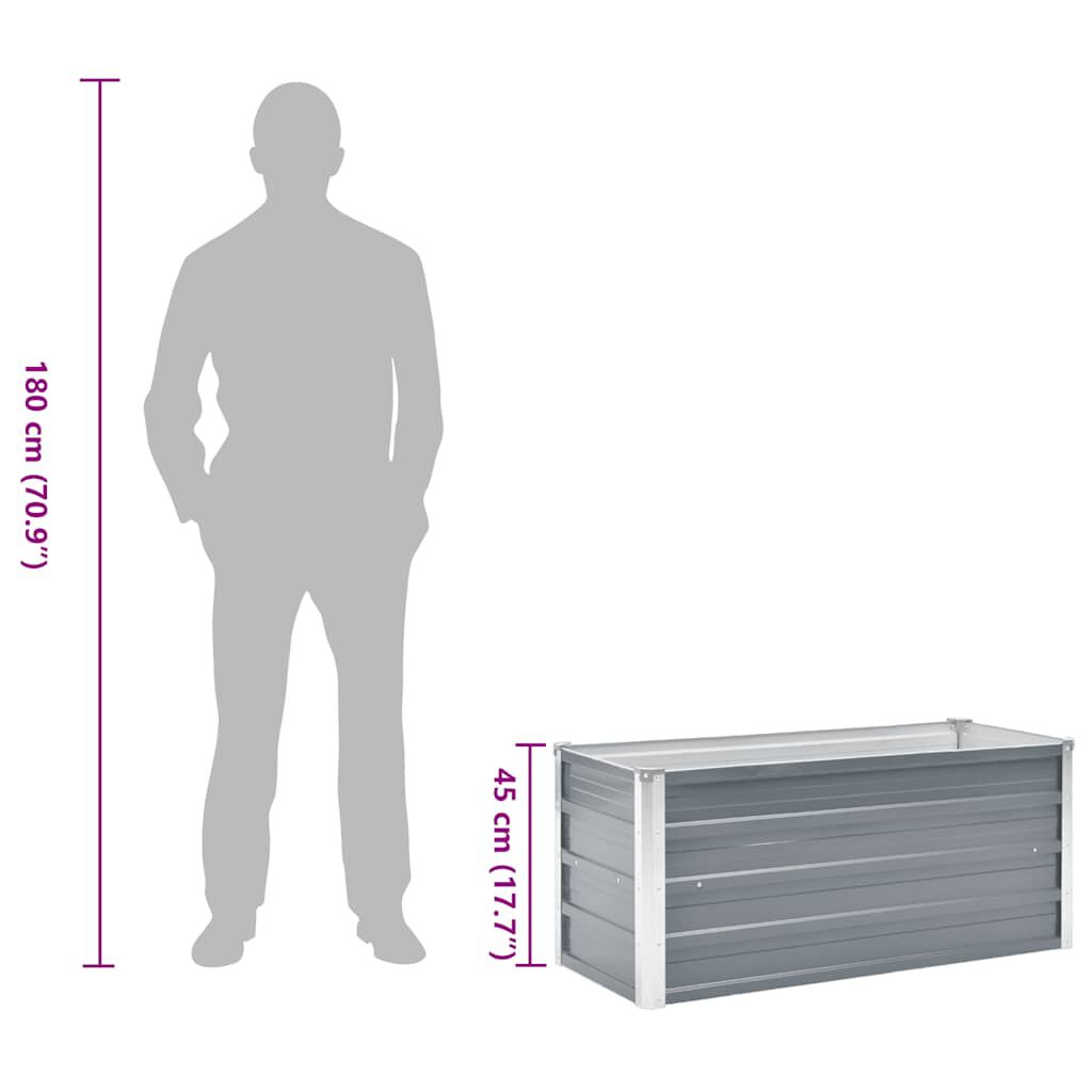 vidaXL Garden Raised Bed Galvanised Steel 100x40x45 cm Grey