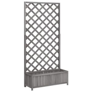 vidaXL Planter with Trellis Grey 90x35x180 cm Solid Wood Fir