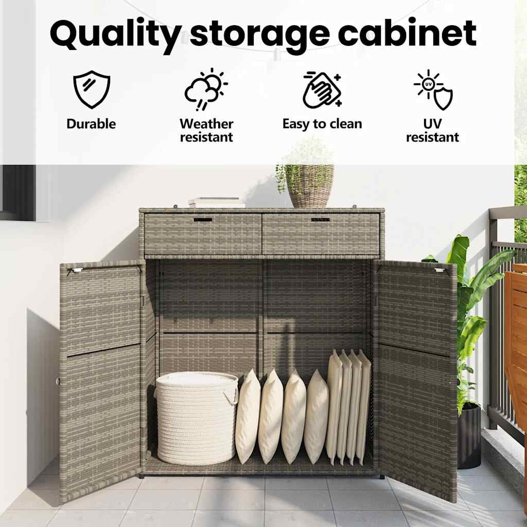 vidaXL Garden Storage Cabinet Grey 105x55x113 cm Poly Rattan