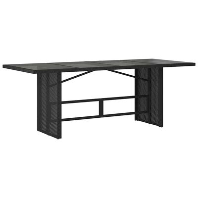 vidaXL Garden Table with Glass Top Black 190x80x74 cm Poly Rattan, black vidaXL Garden Table with Glass Top Black 190x80x74 cm Poly Rattan