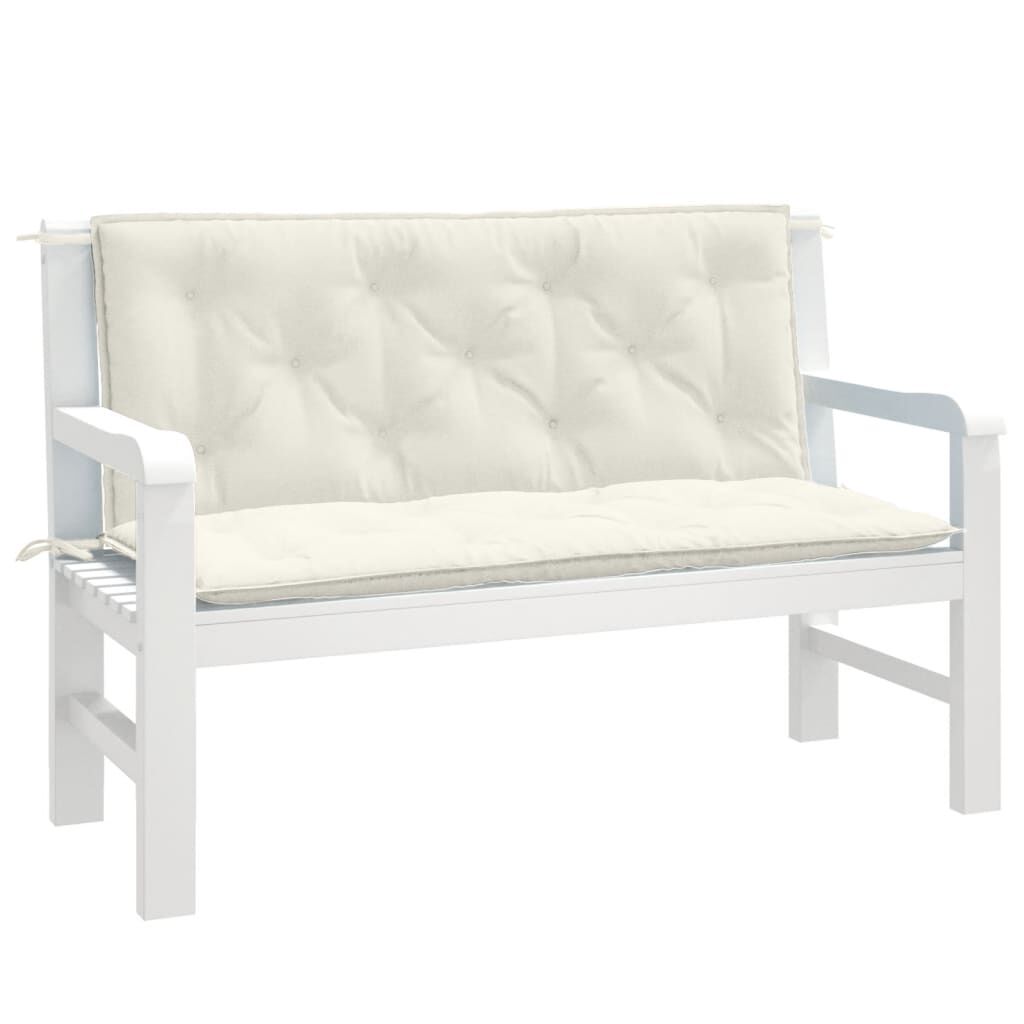 vidaXL Garden Bench Cushions 2 pcs Melange Cream 120x50x7 cm Fabric