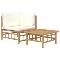 vidaXL 2 Piece Garden Lounge Set with Cream White Cushions Bamboo, cream vidaXL 2 Piece Garden Lounge Set with Cream White Cushions Bamboo