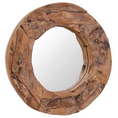 vidaXL Decorative Mirror Teak 60 cm Round,  vidaXL Decorative Mirror Teak 60 cm Round