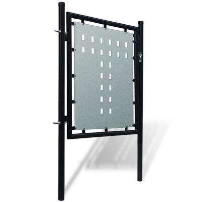 vidaXL Black Single Door Fence Gate 100 x 125 cm,  vidaXL Black Single Door Fence Gate 100 x 125 cm