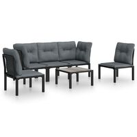 vidaXL 6 Piece Garden Lounge Set Black and Grey Poly Rattan,  vidaXL 6 Piece Garden Lounge Set Black and Grey Poly Rattan