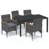vidaXL 5 Piece Garden Dining Set with Cushions Poly Rattan Grey