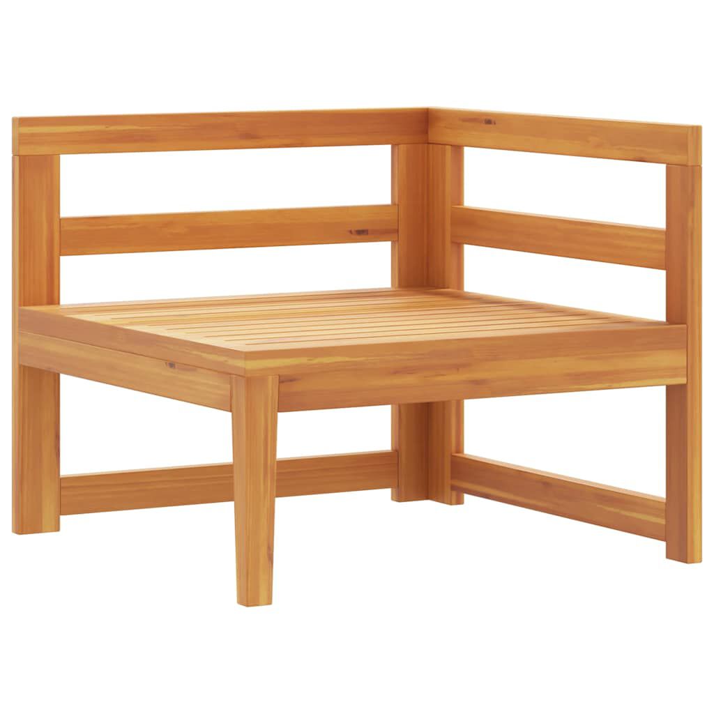 vidaXL Corner Sofa with Dark Grey Cushions Solid Acacia Wood