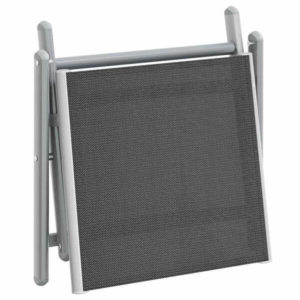 vidaXL Folding Footrest Black and Silver Textilene and Aluminium