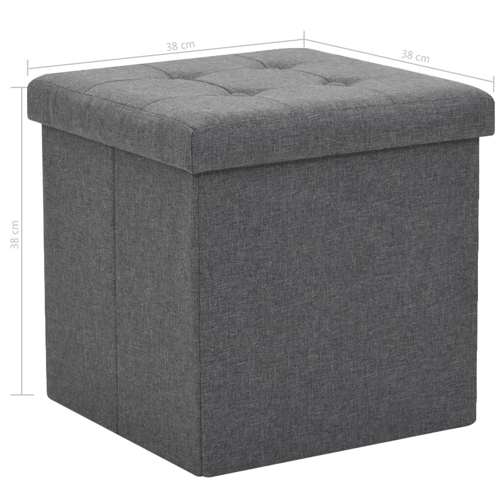 vidaXL Folding Storage Stools 2 pcs Dark Grey Faux Linen
