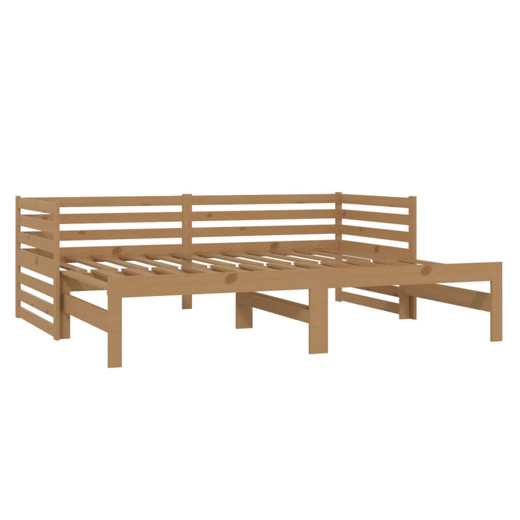 vidaXL Pull-out Day Bed without Mattress Honey Brown 2x(90x200)cm