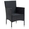 vidaXL 3 Piece Garden Dining Set with Cushions Poly Rattan Black