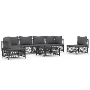 vidaXL 7 Piece Garden Lounge Set with Cushions Anthracite Steel