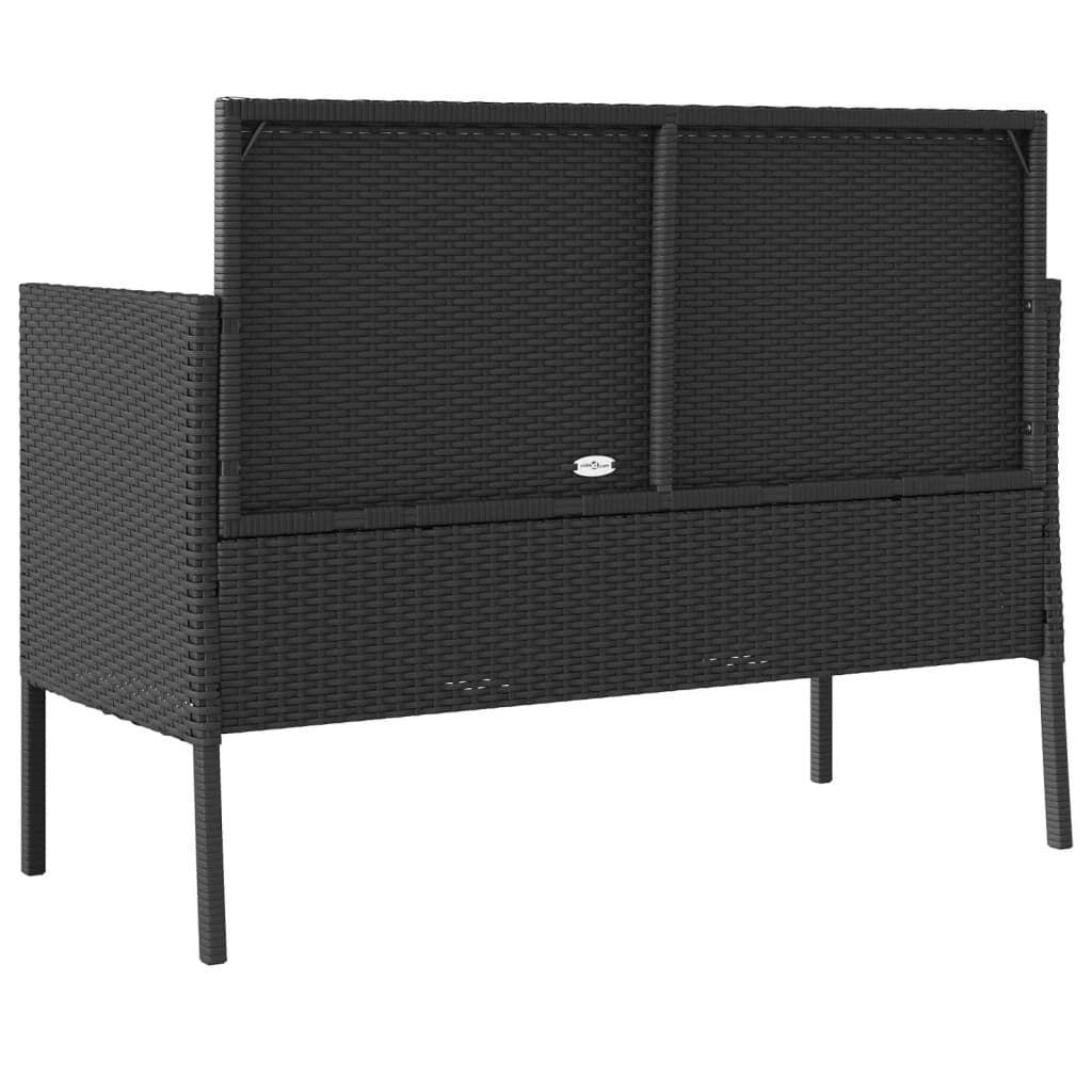 vidaXL Garden Bench with Cushions Black Poly Rattan