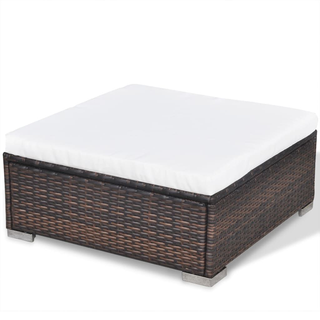 vidaXL 5 Piece Garden Lounge Set with Cushions Poly Rattan Brown
