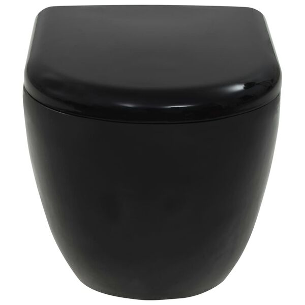 vidaXL Wall-Hung Toilet Ceramic Black