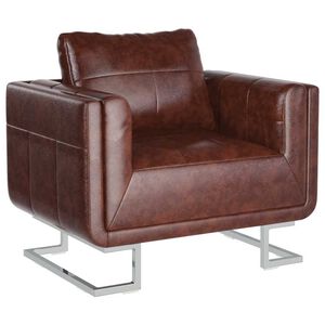 vidaXL Cube Armchair with Chrome Feet Brown Faux Leather