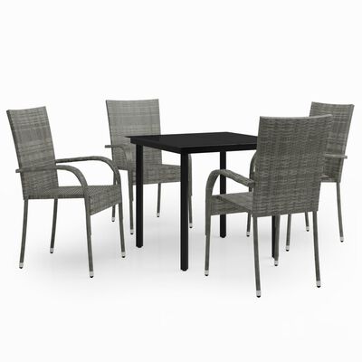 vidaXL 5 Piece Garden Dining Set Grey and Black, grey and black vidaXL 5 Piece Garden Dining Set Grey and Black