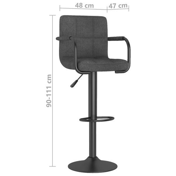vidaXL Bar Stools 2 pcs Dark Grey Fabric